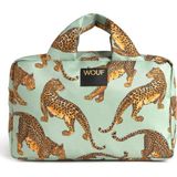 Wouf Emerald Leopard Renkli Baskılı Büyük Boy Kadın Makyaj Çantası 29 x 18 cm - Renkli Baskılı Şık Makyaj Çantası
