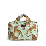 Wouf Emerald Leopard Renkli Baskılı Büyük Boy Kadın Makyaj Çantası 29 X 18 Cm