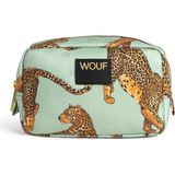 Wouf Emerald Leopard Renkli Baskılı Kadın Makyaj Çantası 15 x 10 cm - Renkli Baskılı Şık Makyaj Çantası
