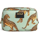 Wouf Emerald Leopard Renkli Baskılı Kadın Makyaj Çantası 20 x 13 cm - Renkli Baskılı Şık Makyaj Çantası