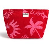 Wouf Tulum Kırmızı Baskılı Kadın Makyaj Çantası 30 x 22 cm - Renkli Baskılı Şık Makyaj Çantası