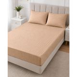 Wova Home Champagne Stripe Çift Kişilik Çarşaf Takımı%90 Pamuk 83 Tel Saten Çizgili Şampanya Rengi Lastikli Çarşaf Takımı 180x200x30 Cm