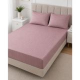 Wova Home Mauve Stripe Çift Kişilik Çarşaf Takımı%90 Pamuk 83 Tel Saten Çizgili Mürdüm Lastikli Çarşaf Takımı 180x200x30 Cm