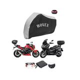 Wovex Yamaha ile Uyumlu Xmax 125 Iron Max Abs Motosiklet Brandası Gri-Siyah Kombinasyonlu Arka Çanta Uyumlu Motor Branda