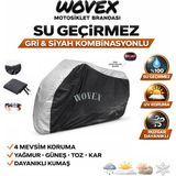 Wovex Yamaha ile Uyumlu Xmax 400 Tech Max Motosiklet Brandası Gri-Siyah Kombinasyonlu Arka Çanta Uyumlu Motor Branda