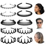 WOVOWOVO 10 paket plastik saç bantları diş tarak kaymaz ince kafa bantları kadın saçı için siyah moda zahmetsiz sıska saç bantları kadınlar kızlar erkekler gençler için saç aksesuarları