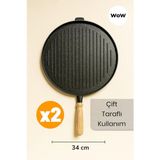 Wow 2'li Gözleme & Krep Tavası 36 cm – Büyük Boy Yanmaz Yapışmaz - Siyah