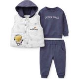 Wow Erkek Bebek 3’lü Takım – Kapüşonlu Şişme Yelek, Sweatshirt ve Eşofman Altı - 24 Ay - 0-Gri