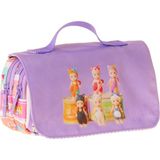 Wow Generation Kaukko Kids Taşıma Askılı Kız Çocuk Cat Life Baskılı Şık Kalem Çantası (Mor - Krem) - L5315