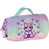 Wow Generation Kaukko Kids Taşıma Askılı Kız Çocuk Mor Kedi Desenli Şık Kalem Çantası (Yeşil - Mor) - L5290
