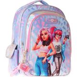 Wow Generation Kız Çocuk Cool Desenli (Mavi - Pembe) Ilkokul ve Günlük Sırt Çantası (Üç Bölmeli) - W6039