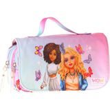 Wow Generation Taşıma Askılı Kız Çocuk Butterfly Baskılı Şık Kalem Çantası (Turkuaz - Pembe) - W6077
