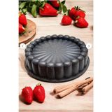 WOW Granit Döküm 26cm Tart Kalıbı Siyah Dilimli Turta Kalıbı Kek Kalıbı