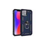Wowacs Apple iPhone 11 Pro ile Uyumlu Kılıf Tam Koruma Yüzüklü Standlı Tank Gövdeli Telefon Kılıfı Kapak - Lacivert