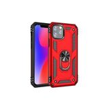 Wowacs Apple iPhone 11 Pro Max ile Uyumlu Kılıf Tam Koruma Yüzüklü Standlı Tank Gövdeli Telefon Kılıfı Kapak - Kırmızı