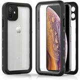 Wowacs Apple iPhone 12 ile Uyumlu Kılıf Su Geçirmez 360 Derece Koruma Waterproof Telefon Kılıfı - Siyah