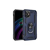 Wowacs Apple iPhone 12 ile Uyumlu Kılıf Tam Koruma Yüzüklü Standlı Tank Gövdeli Telefon Kılıfı Kapak - Lacivert