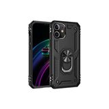 Wowacs Apple iPhone 12 ile Uyumlu Kılıf Tam Koruma Yüzüklü Standlı Tank Gövdeli Telefon Kılıfı Kapak - Siyah