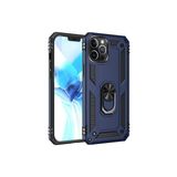 Wowacs Apple iPhone 12 Pro Max ile Uyumlu Kılıf Tam Koruma Yüzüklü Standlı Tank Gövdeli Telefon Kılıfı Kapak - Lacivert