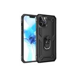 Wowacs Apple iPhone 12 Pro Max ile Uyumlu Kılıf Tam Koruma Yüzüklü Standlı Tank Gövdeli Telefon Kılıfı Kapak - Siyah