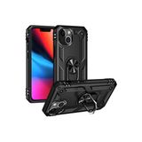 Wowacs Apple iPhone 13 ile Uyumlu Kılıf Tam Koruma Yüzüklü Standlı Tank Gövdeli Telefon Kılıfı Kapak - Siyah