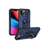 Wowacs Apple iPhone 13 Mini ile Uyumlu Kılıf Tam Koruma Yüzüklü Standlı Tank Gövdeli Telefon Kılıfı Kapak - Lacivert
