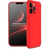 Wowacs Apple iPhone 13 Pro ile Uyumlu Kılıf 3 Parçalı Tam Koruma Dayanıklı Soft Ince Kılıf - Kırmızı