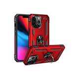 Wowacs Apple iPhone 13 Pro ile Uyumlu Kılıf Tam Koruma Yüzüklü Standlı Tank Gövdeli Telefon Kılıfı Kapak - Kırmızı