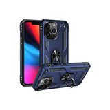 Wowacs Apple iPhone 13 Pro ile Uyumlu Kılıf Tam Koruma Yüzüklü Standlı Tank Gövdeli Telefon Kılıfı Kapak - Lacivert