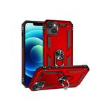 Wowacs Apple iPhone 14 Plus ile Uyumlu Kılıf Tam Koruma Yüzüklü Standlı Tank Gövdeli Telefon Kılıfı Kapak - Kırmızı