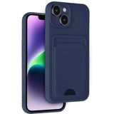 Wowacs Apple iPhone 14 Uyumlu Arka Kamera Korumalı Kart Koyulabilen Silikon Kartlıklı Kılıf Kapak - Lacivert