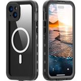Wowacs Apple iPhone 15 Plus ile Uyumlu Kılıf Su Geçirmez 360 Derece Koruma Waterproof Telefon Kılıfı - Siyah