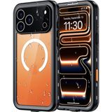 Wowacs Apple iPhone 17 Pro ile Uyumlu Kılıf Su Geçirmez 360 Derece Koruma Waterproof Telefon Kılıfı - Siyah