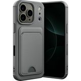 Wowacs Apple iPhone 17 Pro Max Uyumlu Arka Kamera Korumalı Kart Koyulabilen Silikon Kartlıklı Kılıf Kapak - Gri
