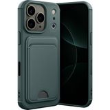 Wowacs Apple iPhone 17 Pro Max Uyumlu Arka Kamera Korumalı Kart Koyulabilen Silikon Kartlıklı Kılıf Kapak - Koyu Yeşil