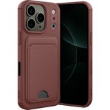 Wowacs Apple iPhone 17 Pro Uyumlu Arka Kamera Korumalı Kart Koyulabilen Silikon Kartlıklı Kılıf Kapak - Bordo