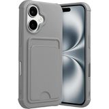 Wowacs Apple iPhone 17 Uyumlu Arka Kamera Korumalı Kart Koyulabilen Silikon Kartlıklı Kılıf Kapak - Gri
