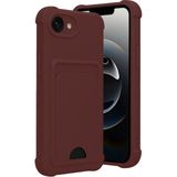 Wowacs Apple iPhone 17E Uyumlu Arka Kamera Korumalı Kart Koyulabilen Silikon Kartlıklı Kılıf Kapak - Bordo