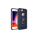 Wowacs Apple iPhone 7 Plus ile Uyumlu Kılıf Tam Koruma Yüzüklü Standlı Tank Gövdeli Telefon Kılıfı Kapak - Lacivert