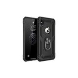 Wowacs Apple iPhone Xs ile Uyumlu Kılıf Tam Koruma Yüzüklü Standlı Tank Gövdeli Telefon Kılıfı Kapak - Siyah