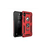 Wowacs Apple iPhone Xs Max 6.5 ile Uyumlu Kılıf Tam Koruma Yüzüklü Standlı Tank Gövdeli Telefon Kılıfı Kapak - Kırmızı