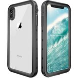 Wowacs Apple iPhone Xs Max ile Uyumlu Kılıf Su Geçirmez 360 Derece Koruma Waterproof Telefon Kılıfı - Siyah