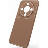 Wowacs Honor Magic 8 Lite Uyumlu Kılıf Karbon Tasarım Kamera Korumalı Silikon Telefon Kılıfı Kapak - Kahverengi