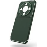 Wowacs Honor Magic 8 Lite Uyumlu Kılıf Karbon Tasarım Kamera Korumalı Silikon Telefon Kılıfı Kapak - Koyu Yeşil