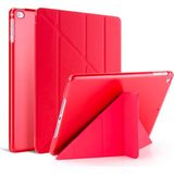 Wowacs iPad 10.nesil 10.9" (A2696-A2757) Uyumlu Kılıf 3 Farklı Stand Kalemlikli Tri Folding Tablet Kılıfı - Kırmızı