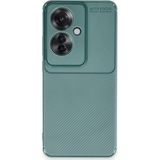 Wowacs Oppo Reno 11F Uyumlu Kılıf Karbon Tasarım Kamera Korumalı Silikon Telefon Kılıfı Kapak - Koyu Yeşil