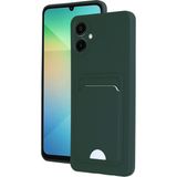 Wowacs Samsung Galaxy A06 Uyumlu Arka Kamera Korumalı Kart Koyulabilen Silikon Kartlıklı Kılıf Kapak - Koyu Yeşil