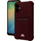 Wowacs Samsung Galaxy A07 Uyumlu Arka Kamera Korumalı Kart Koyulabilen Silikon Kartlıklı Kılıf Kapak - Bordo