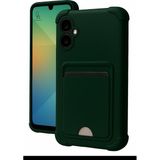 Wowacs Samsung Galaxy A07 Uyumlu Arka Kamera Korumalı Kart Koyulabilen Silikon Kartlıklı Kılıf Kapak - Koyu Yeşil