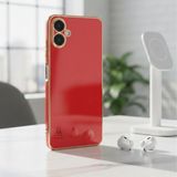 Wowacs Samsung Galaxy A07 Uyumlu Kılıf Kenarları Parlak Altın Renkli Kamera Korumalı Soft Tasarım Kılıf - Kırmızı